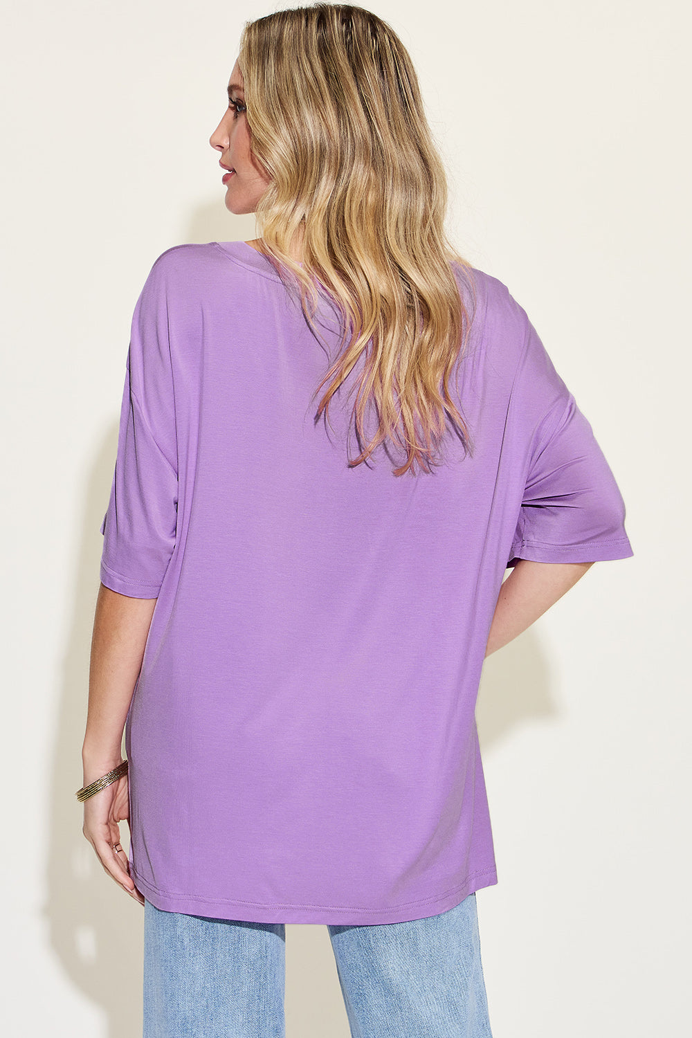 Basic Bae Full Size Bamboo V-Neck Drop Shoulder T-Shirt - Whateversit