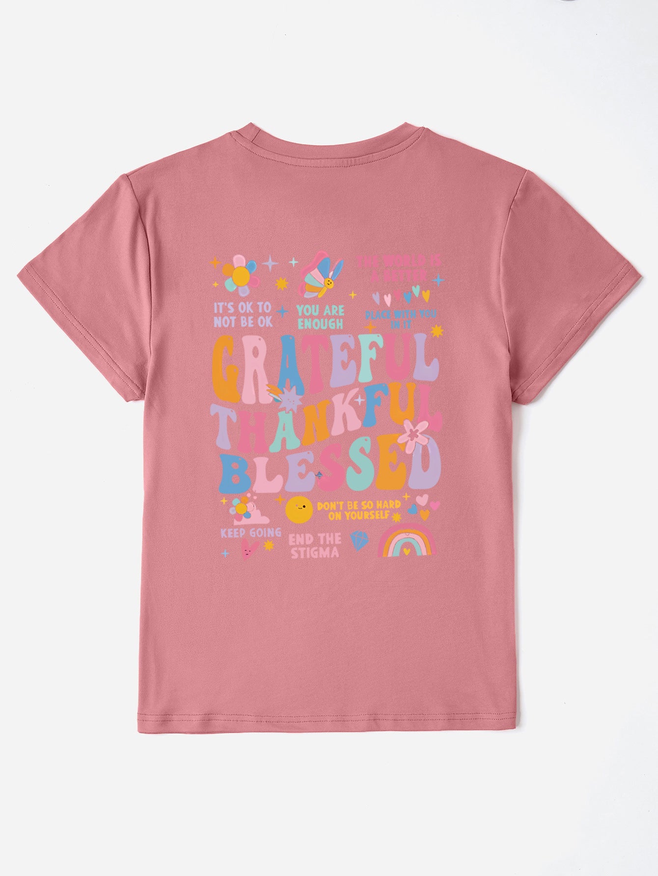 Letter Graphic Round Neck Short Sleeve T-Shirt - Whateversit