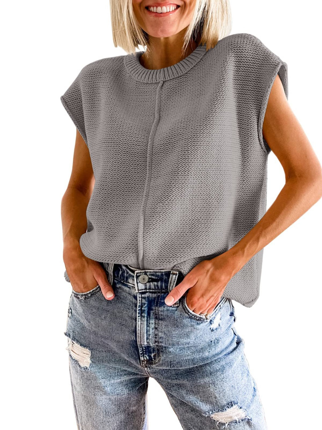 Cap Sleeve Sweater Vest - Whateversit