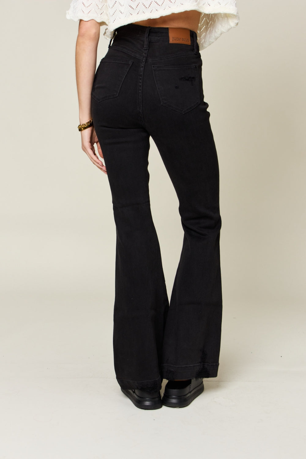 Judy Blue Full Size High Waist Distressed Flare Jeans - Whateversit