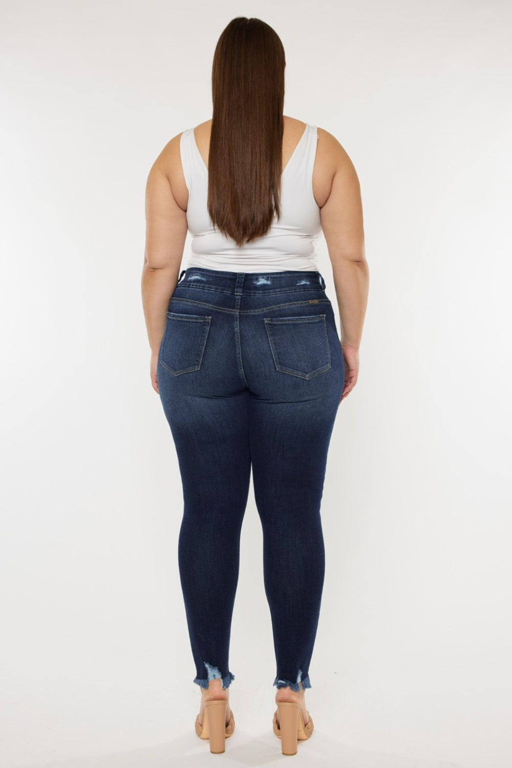 Kancan Full Size Cat's Whiskers Raw Hem High Waist Jeans - Whateversit