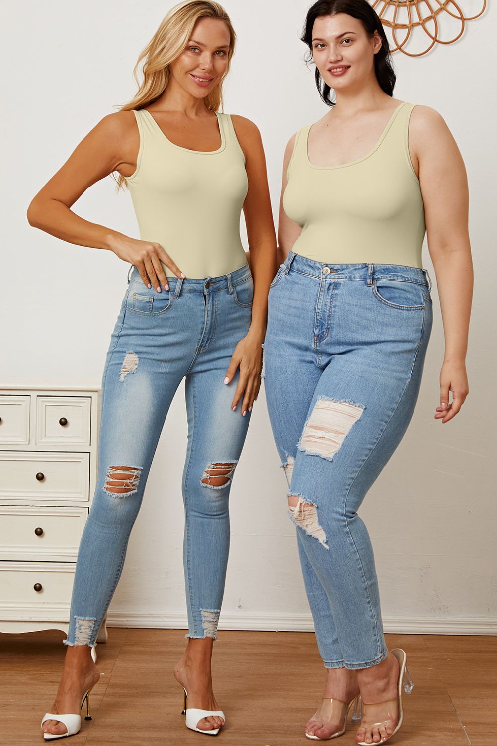 Basic Bae Full Size Square Neck Sleeveless Bodysuit - Whateversit