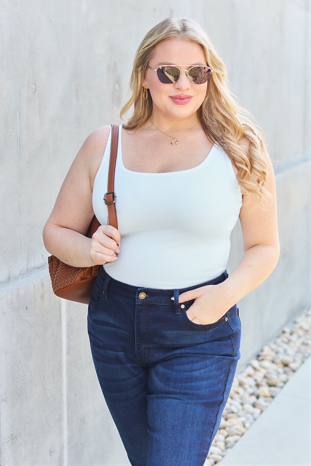 Basic Bae Full Size Square Neck Wide Strap Tank - Whateversit