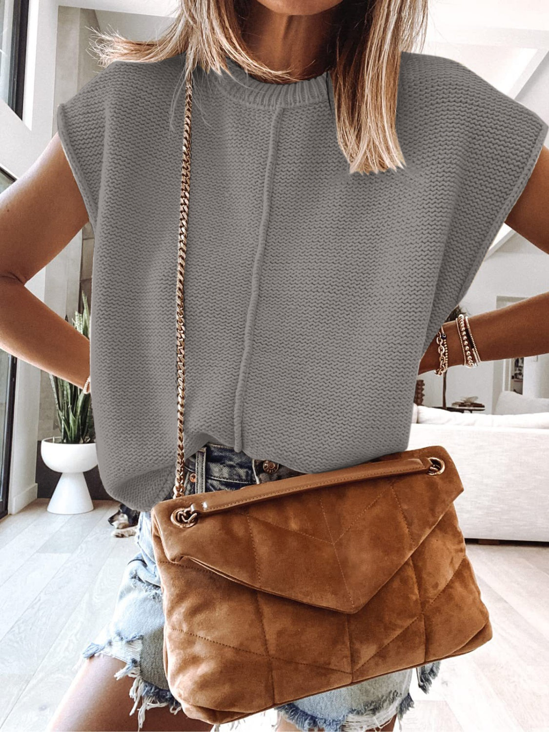 Cap Sleeve Sweater Vest - Whateversit