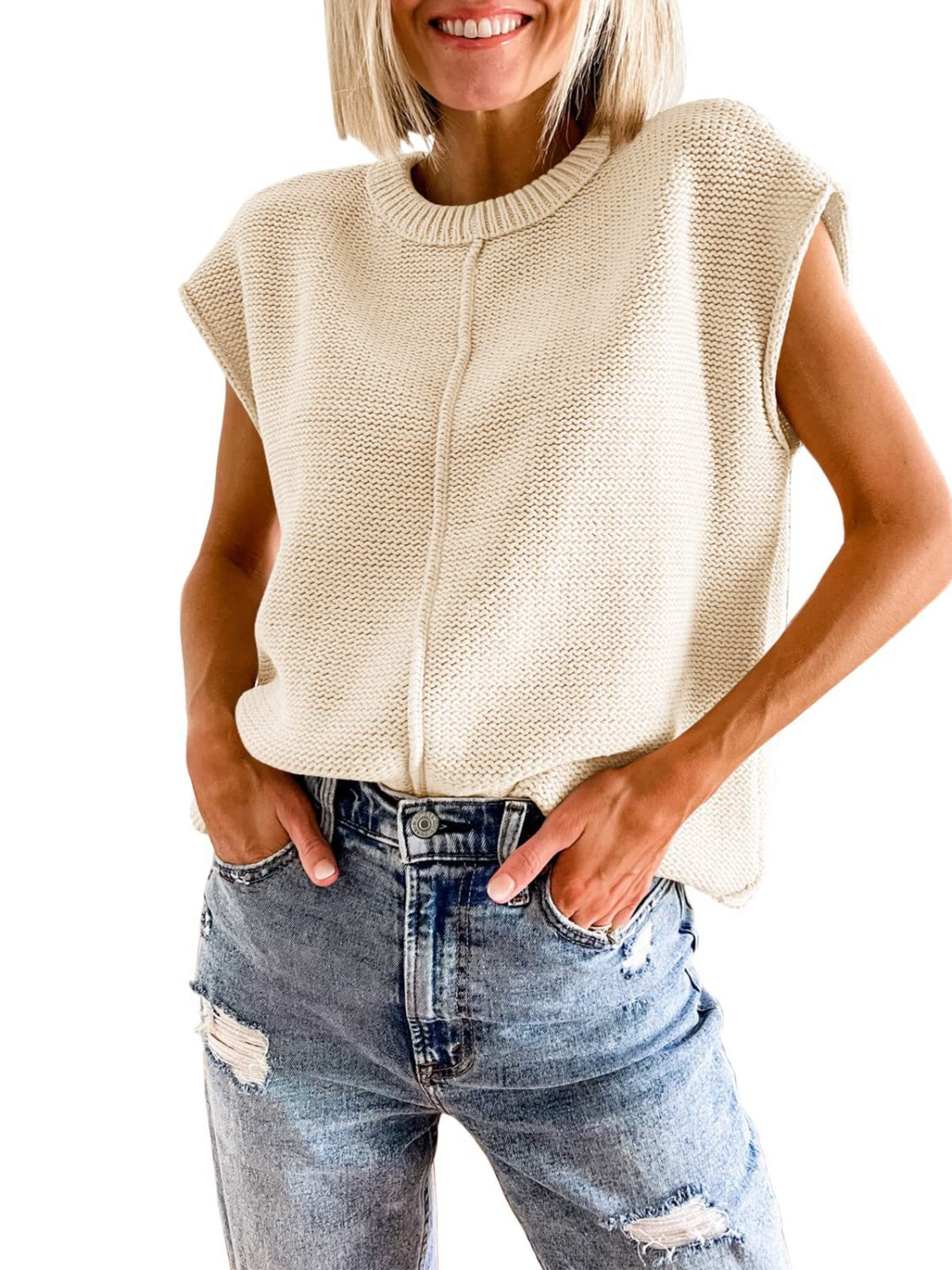Cap Sleeve Sweater Vest - Whateversit