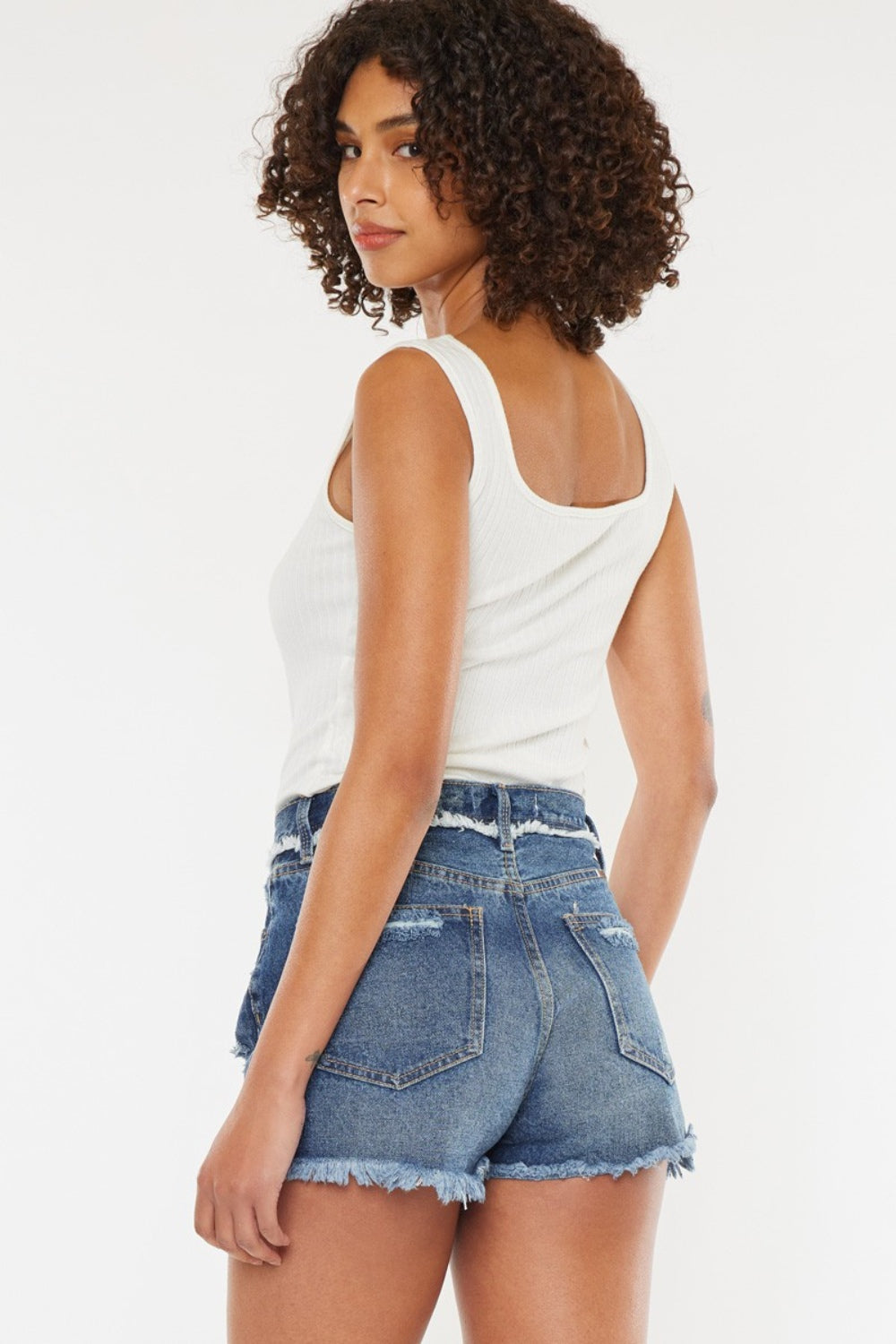Kancan Distressed Button Fly Denim Shorts - Whateversit
