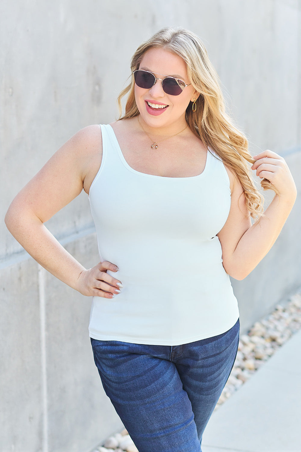 Basic Bae Full Size Square Neck Wide Strap Tank - Whateversit
