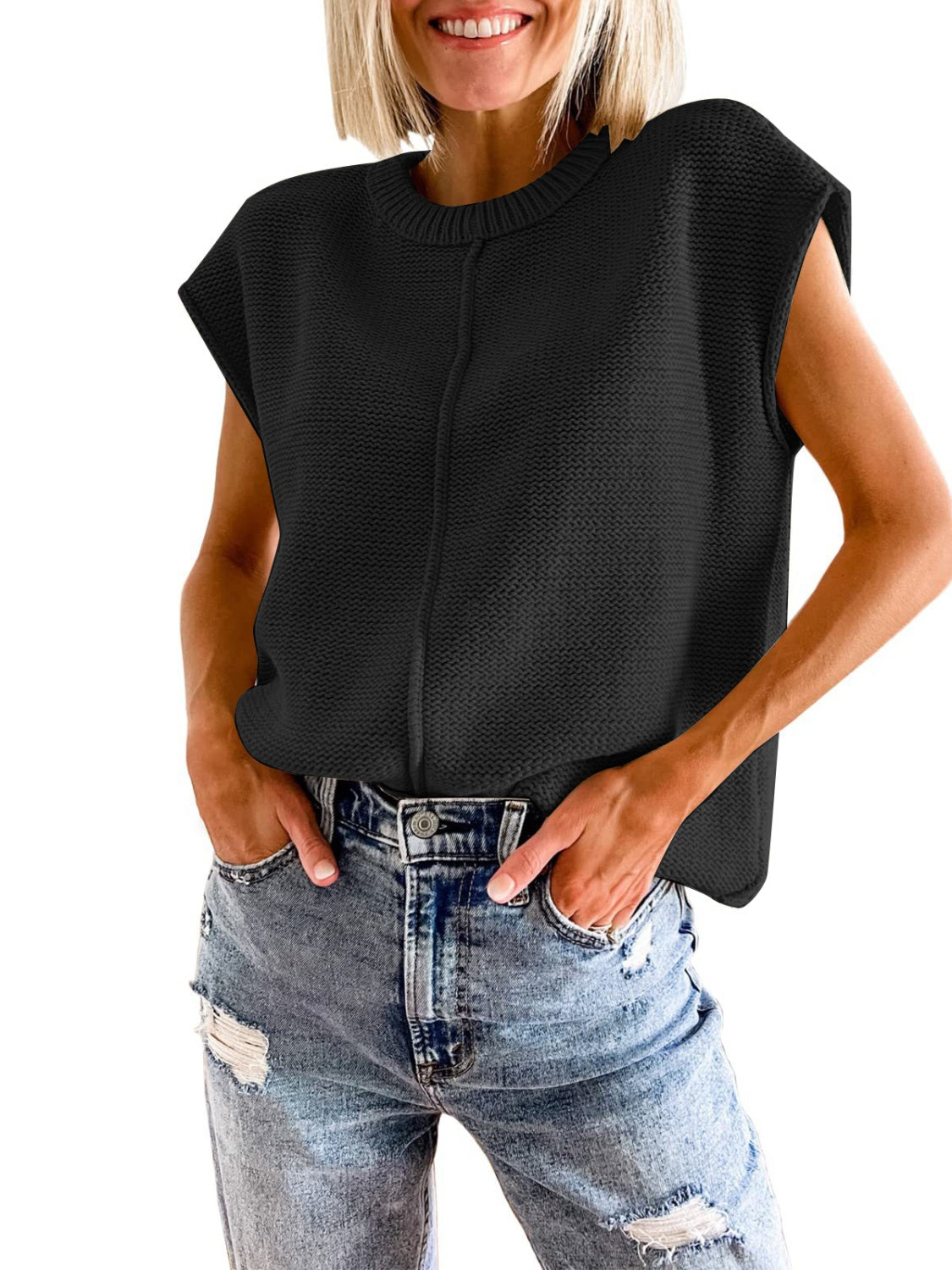 Cap Sleeve Sweater Vest - Whateversit