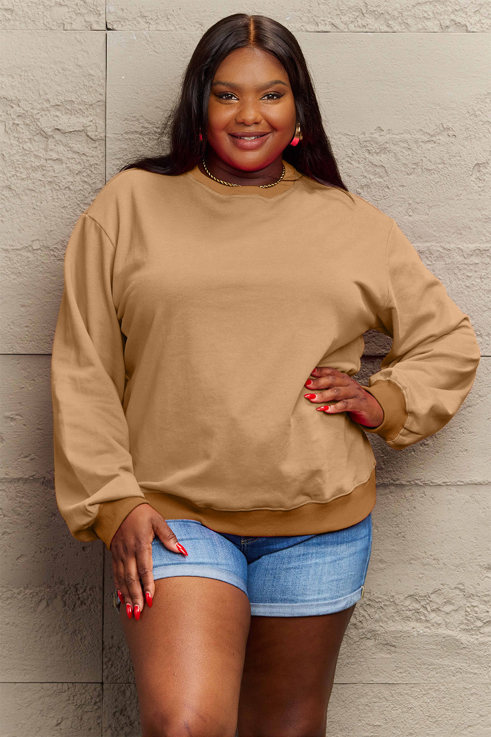 Simply Love Full Size IF I'M TOO MUCH THEN GO FIND LESS Round Neck Sweatshirt - Whateversit
