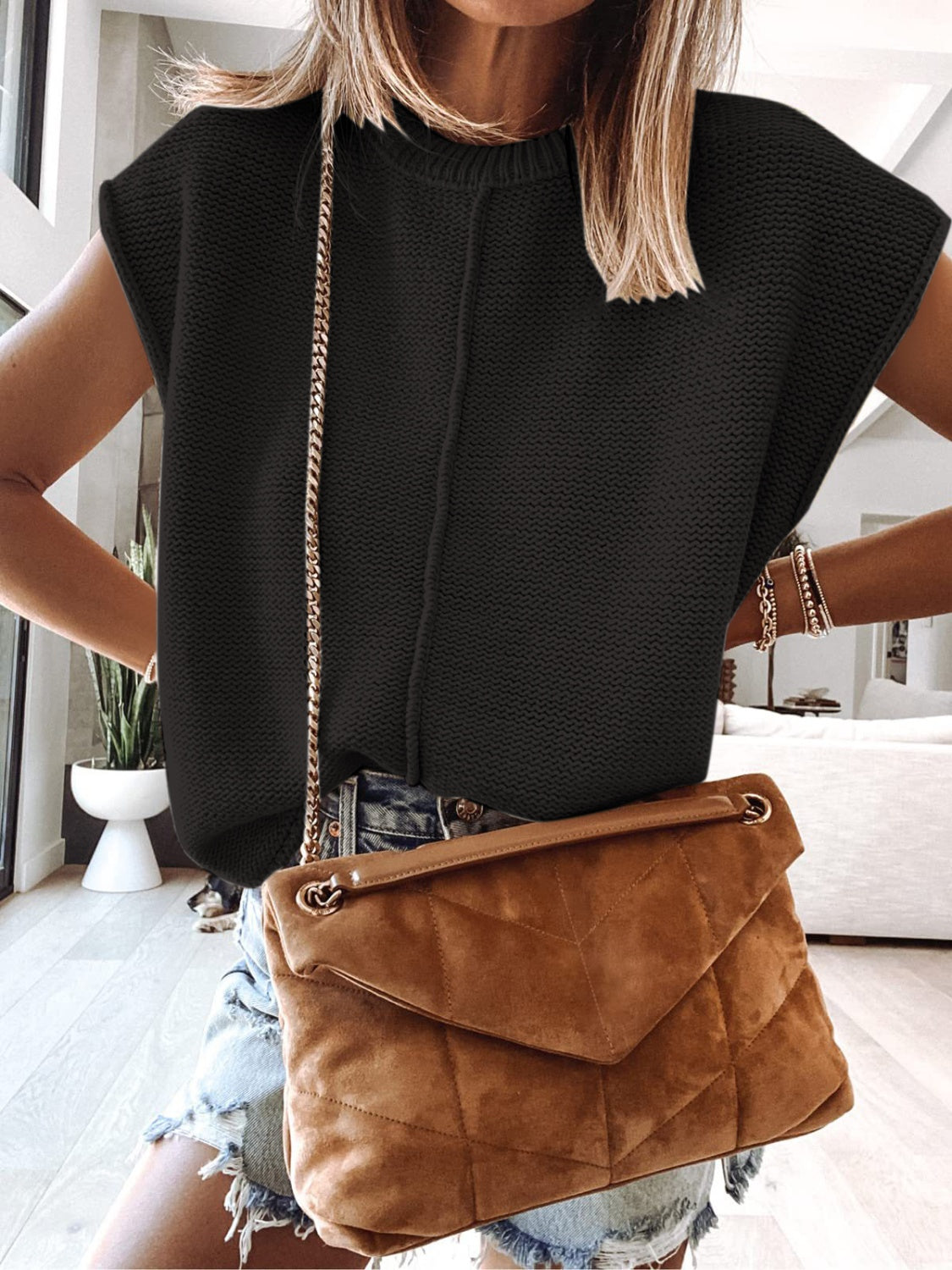 Cap Sleeve Sweater Vest - Whateversit