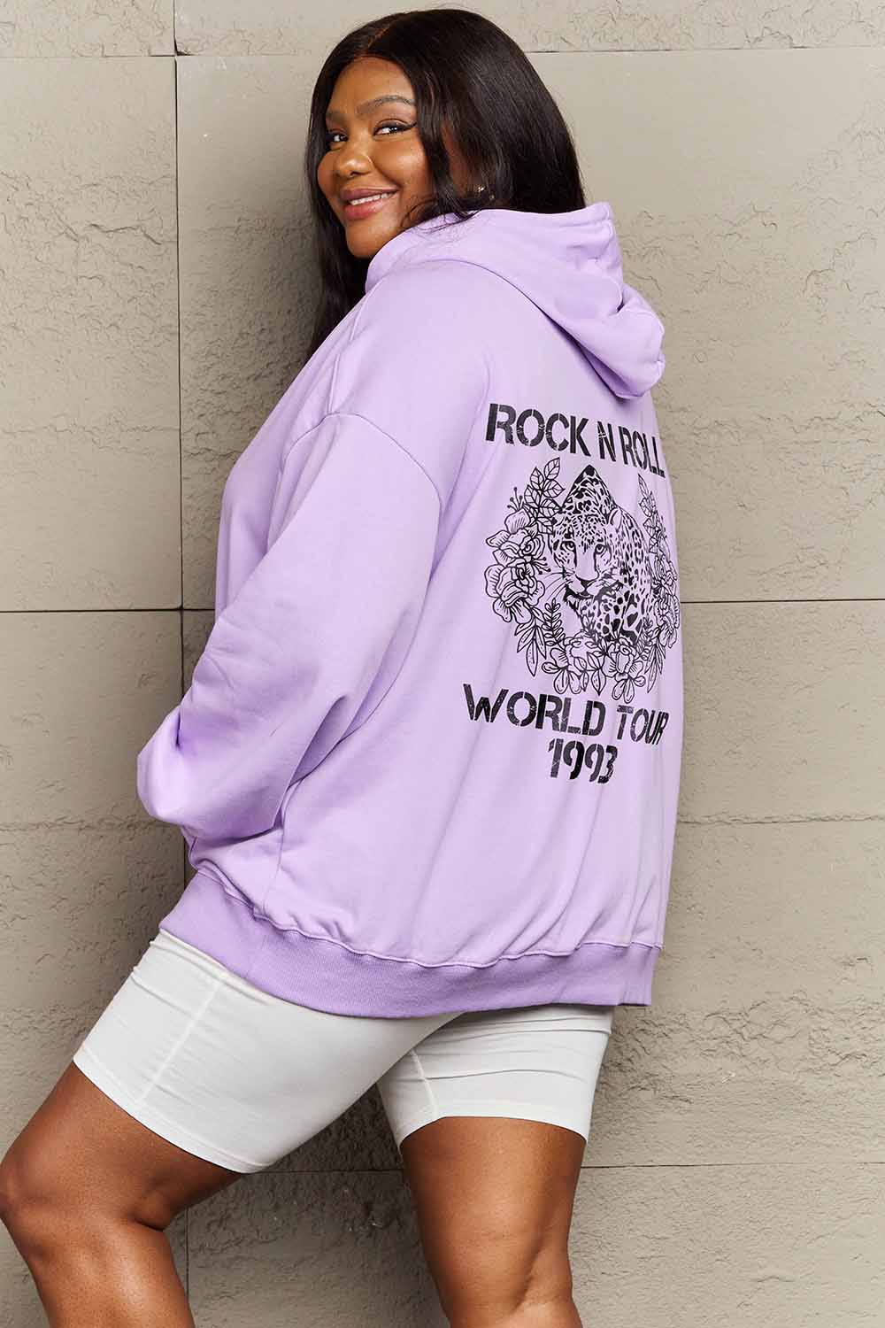 Simply Love Simply Love Full Size Leopard Slogan Graphic Hoodie - Whateversit