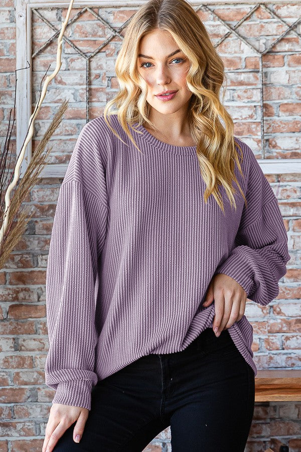 Heimish Full Size Round Neck Dropped Shoulder Blouse - Whateversit