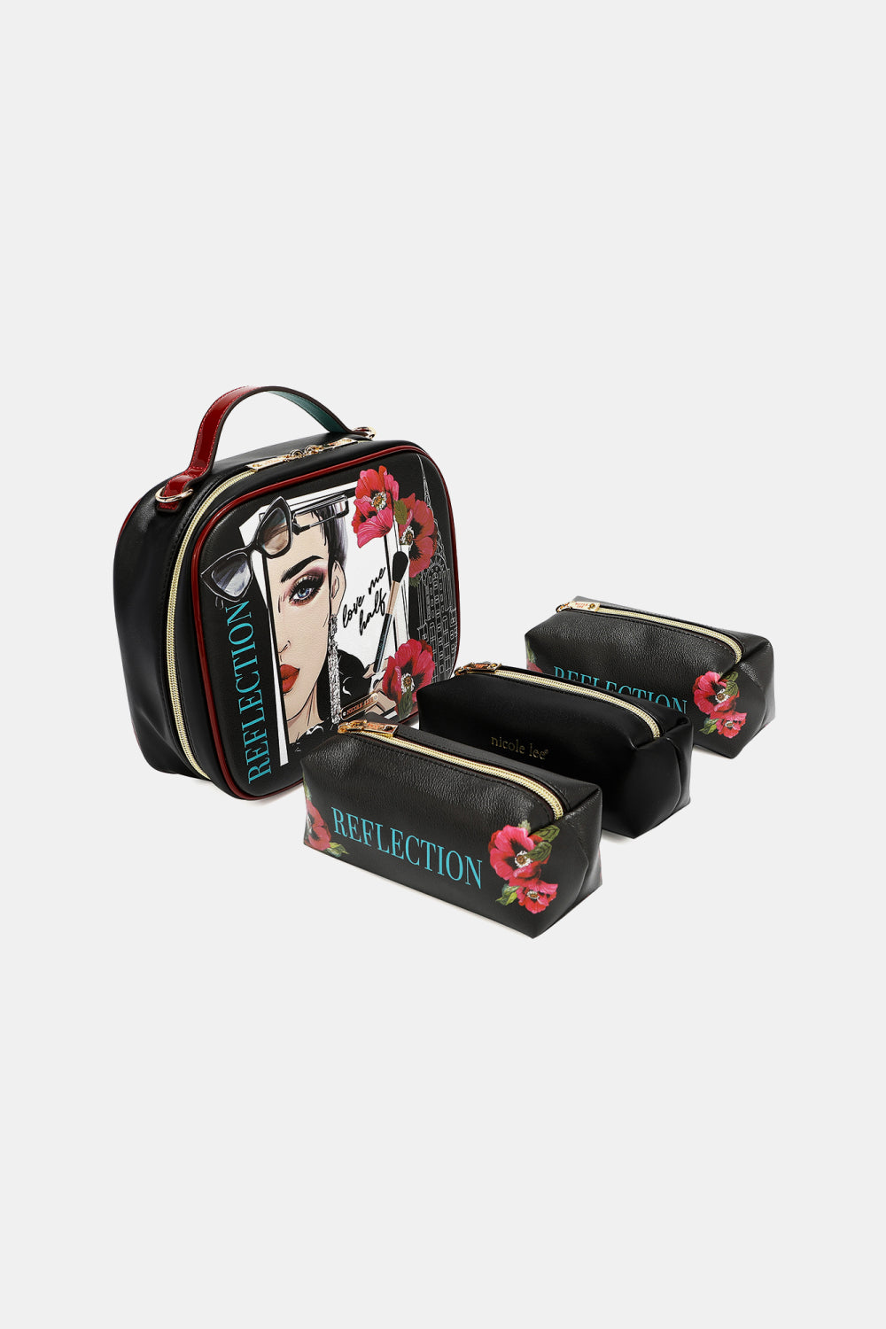 Nicole Lee USA Printed Handbag with Three Pouches - Whateversit