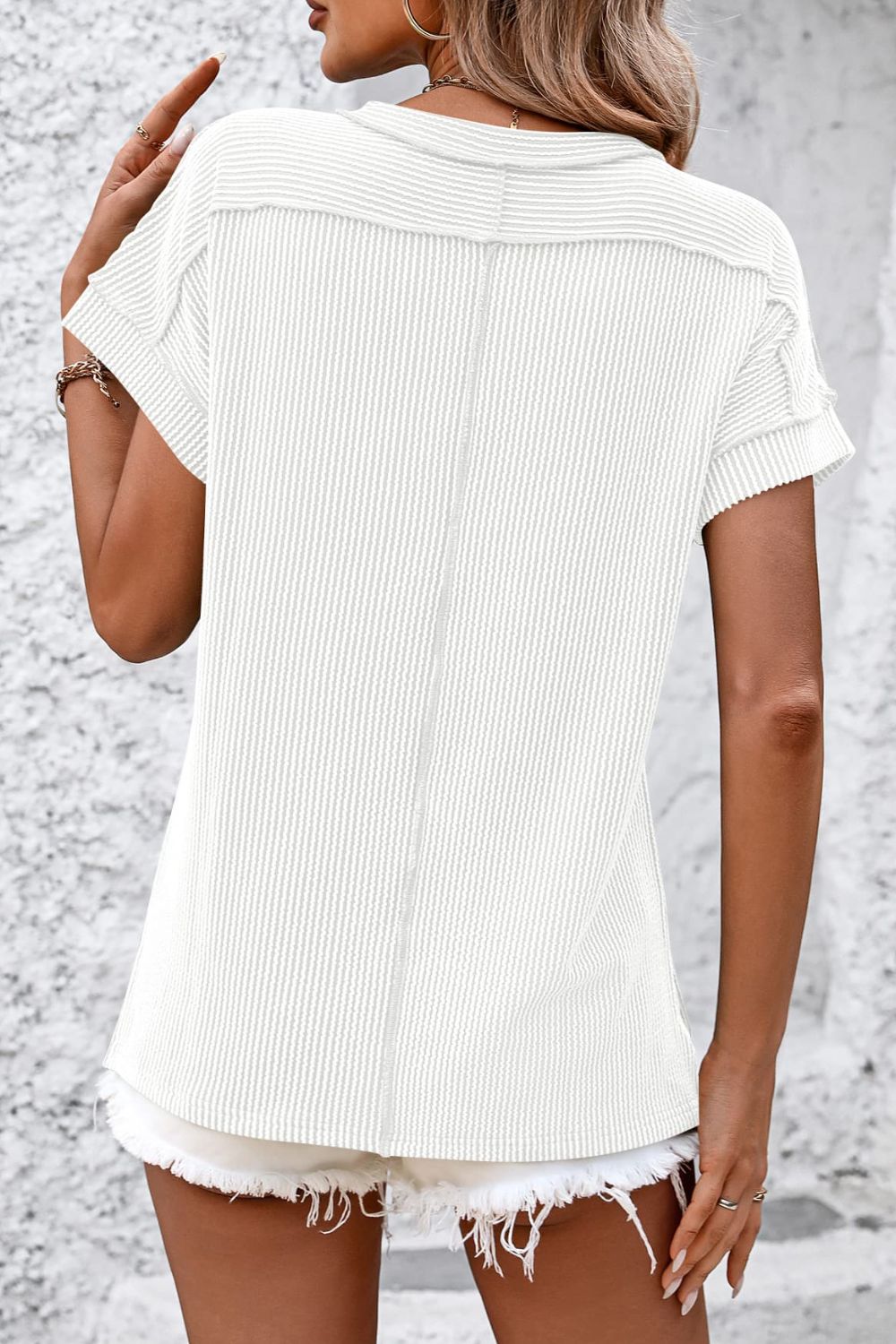 Striped Round Neck Short Sleeve T-Shirt - Whateversit