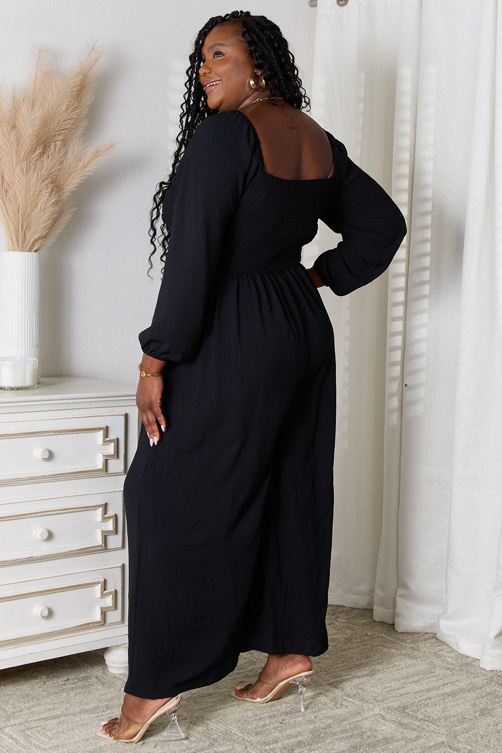 Double Take Square Neck Jumpsuit with Pockets - Whateversit