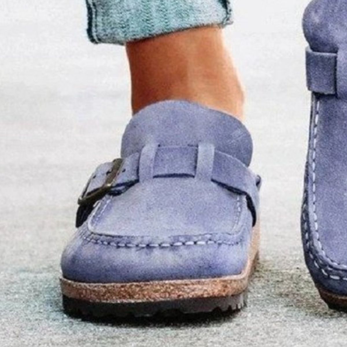 Round Toe Low Heel Buckle Sneakers - Whateversit