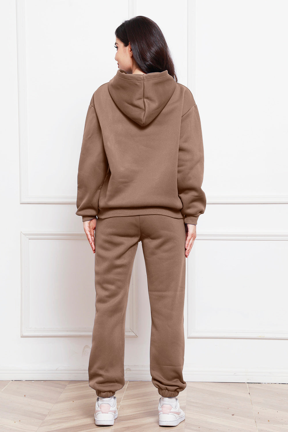 Drop Shoulder Long Sleeve Hoodie and Pants Set - Whateversit