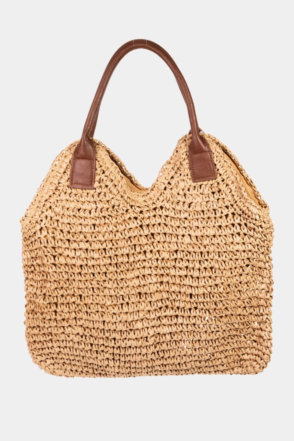 Fame Straw Braided Faux Leather Strap Shoulder Bag - Whateversit
