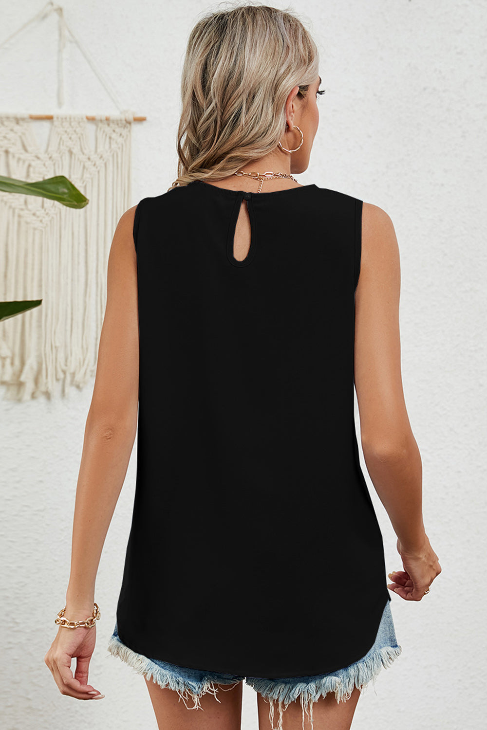 Ruched Round Neck Tank - Whateversit