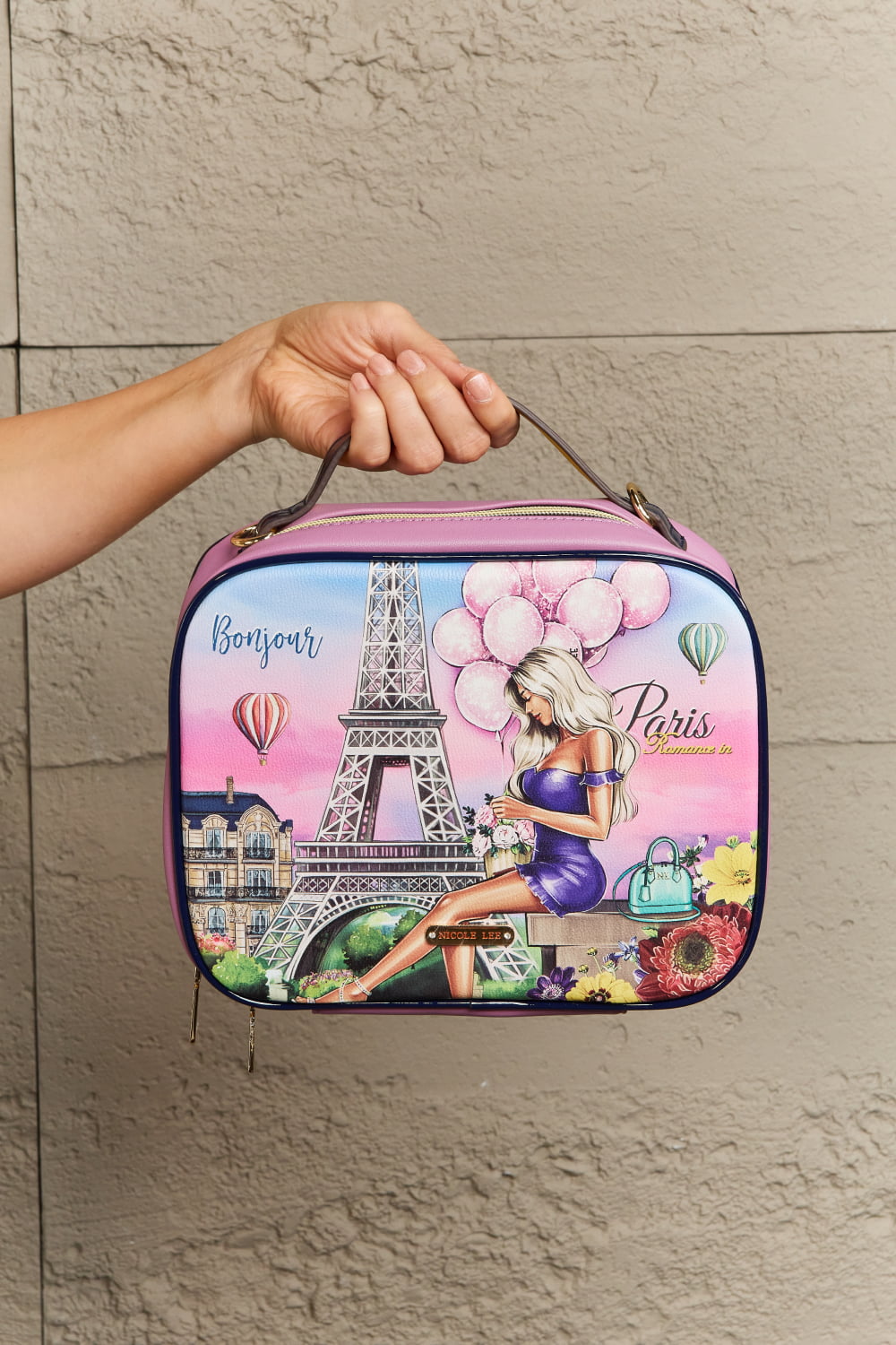 Nicole Lee USA Printed Handbag with Three Pouches - Whateversit