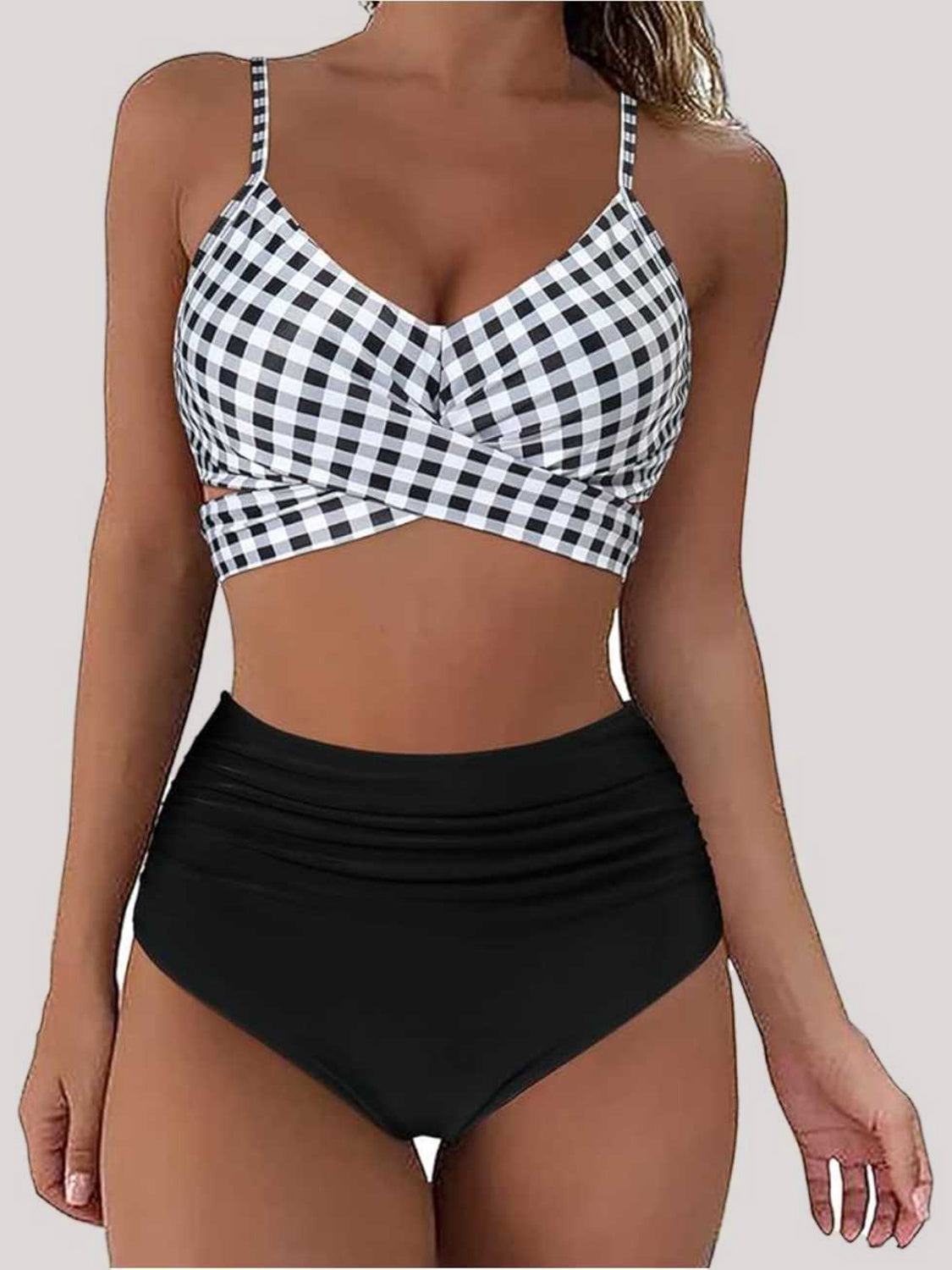 Tied Printed Spaghetti Strap Two-Piece Swim Set - Whateversit
