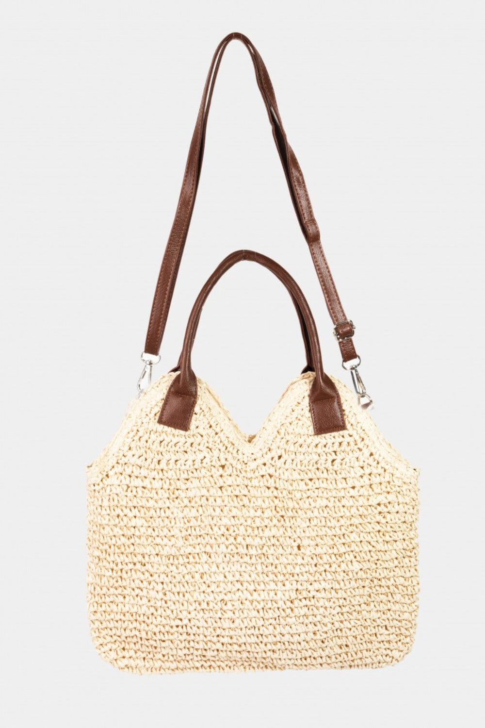 Fame Straw Braided Faux Leather Strap Shoulder Bag - Whateversit