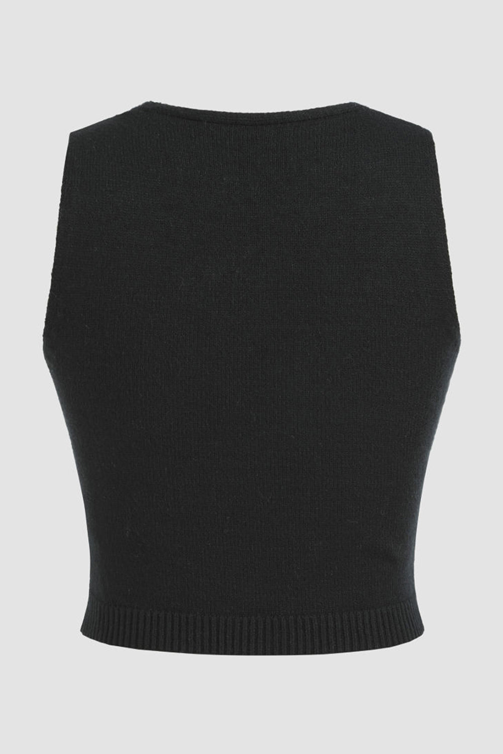 Flower Scoop Neck Knit Vest - Whateversit