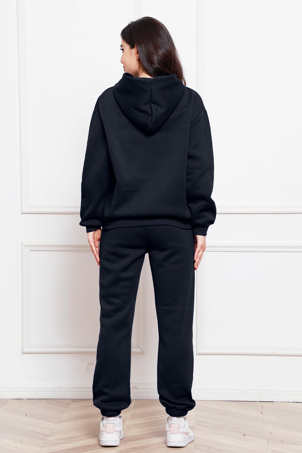 Drop Shoulder Long Sleeve Hoodie and Pants Set - Whateversit