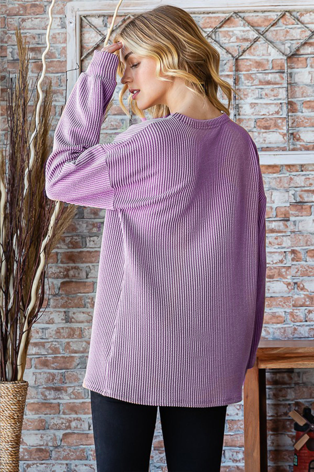 Heimish Full Size Round Neck Dropped Shoulder Blouse - Whateversit