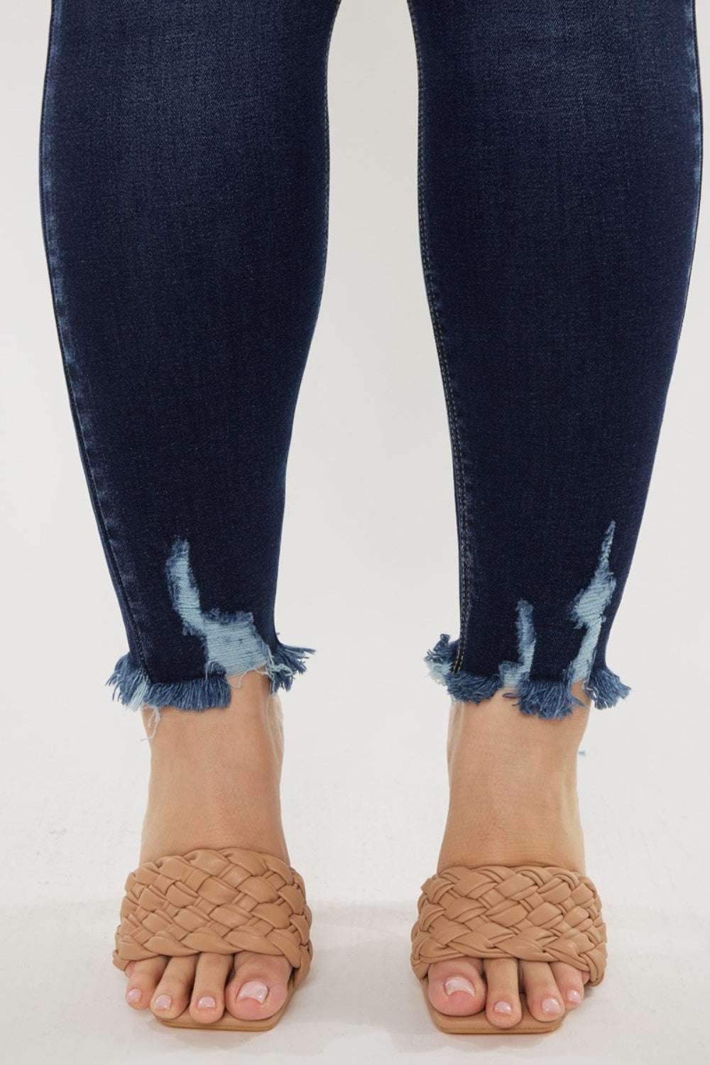 Kancan Full Size Cat's Whiskers Raw Hem High Waist Jeans - Whateversit