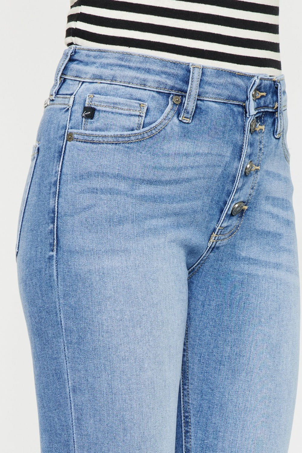 Kancan Distressed Cat's Whiskers Button Fly Jeans - Whateversit