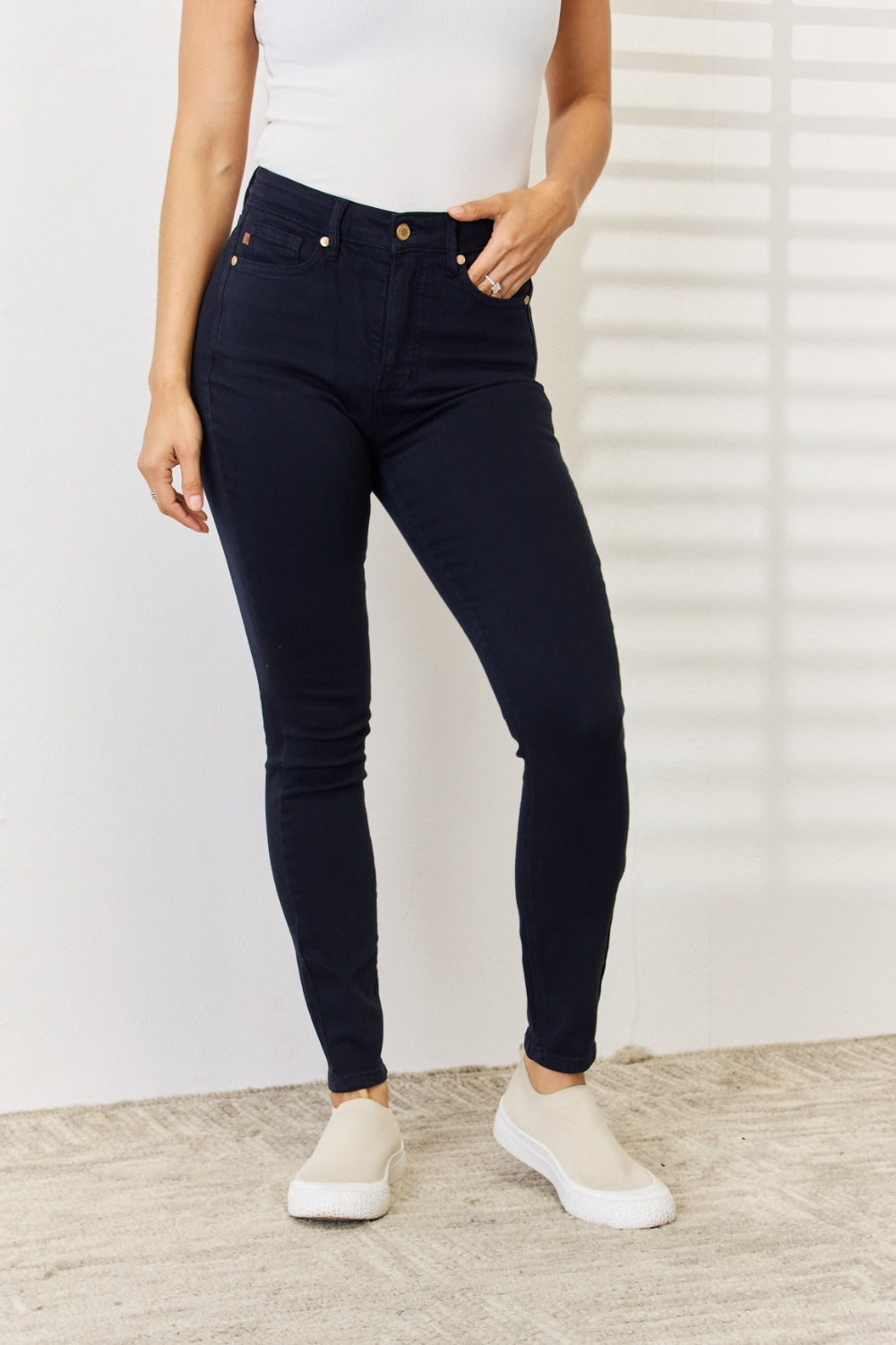 Judy Blue Full Size Garment Dyed Tummy Control Skinny Jeans - Whateversit