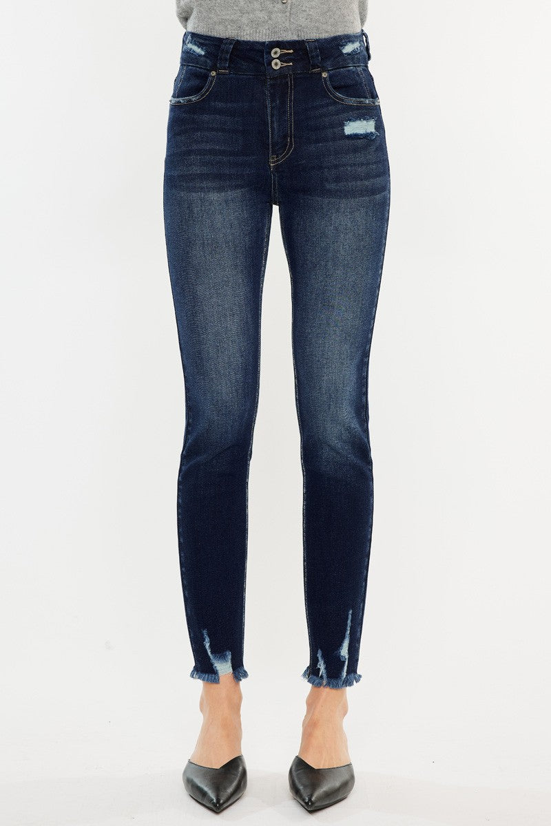 Kancan Full Size Cat's Whiskers Raw Hem High Waist Jeans - Whateversit