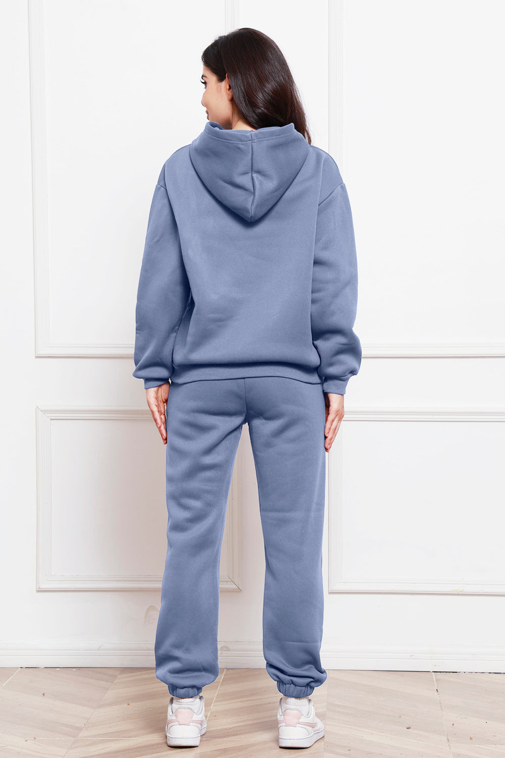 Drop Shoulder Long Sleeve Hoodie and Pants Set - Whateversit