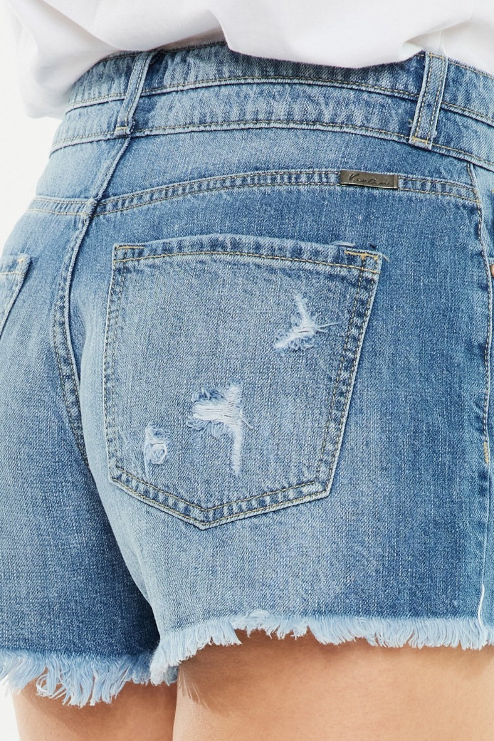 Kancan Full Size High Rise Raw Hem Denim Shorts - Whateversit
