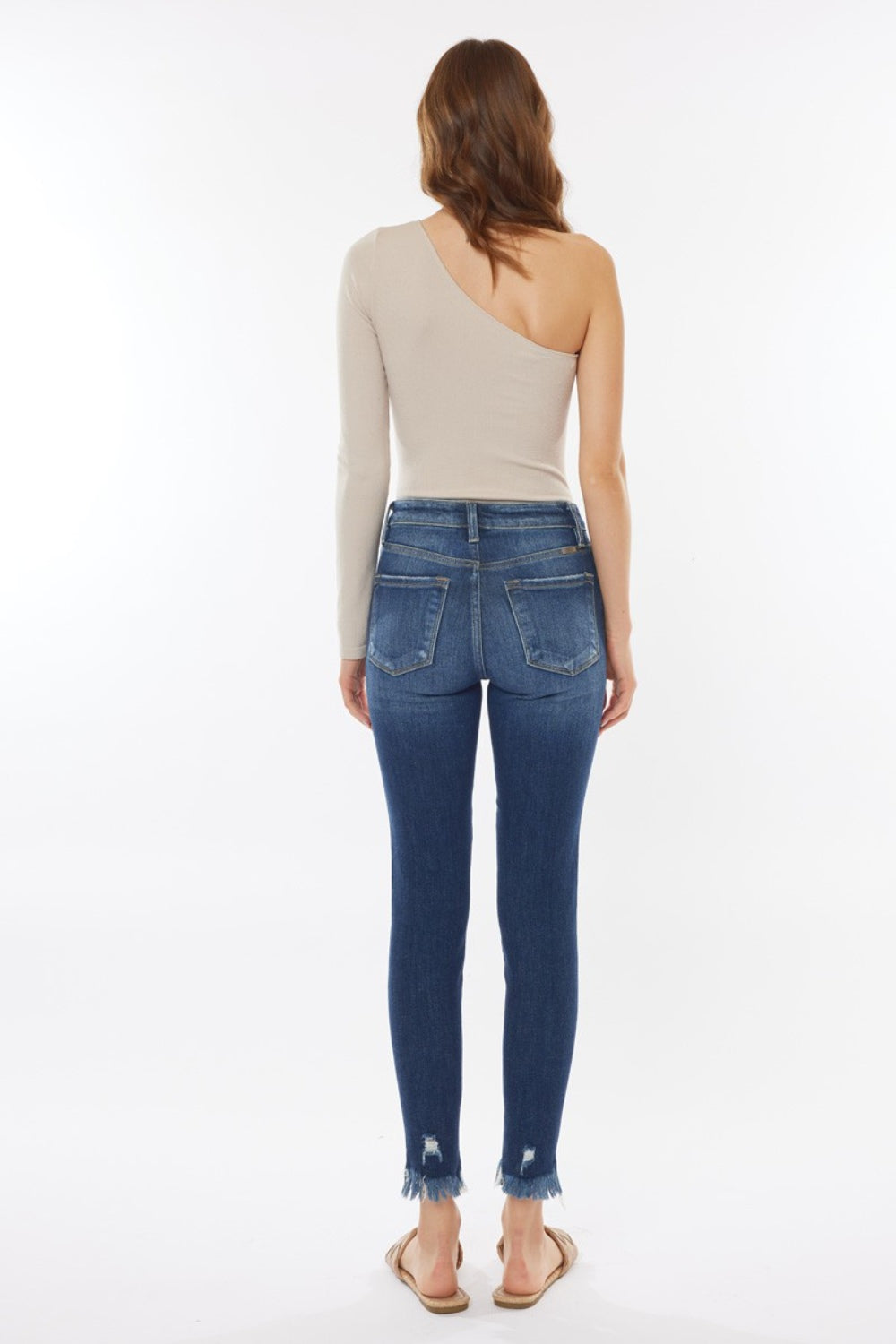 Kancan Raw Hem High Waist Cropped Jeans - Whateversit