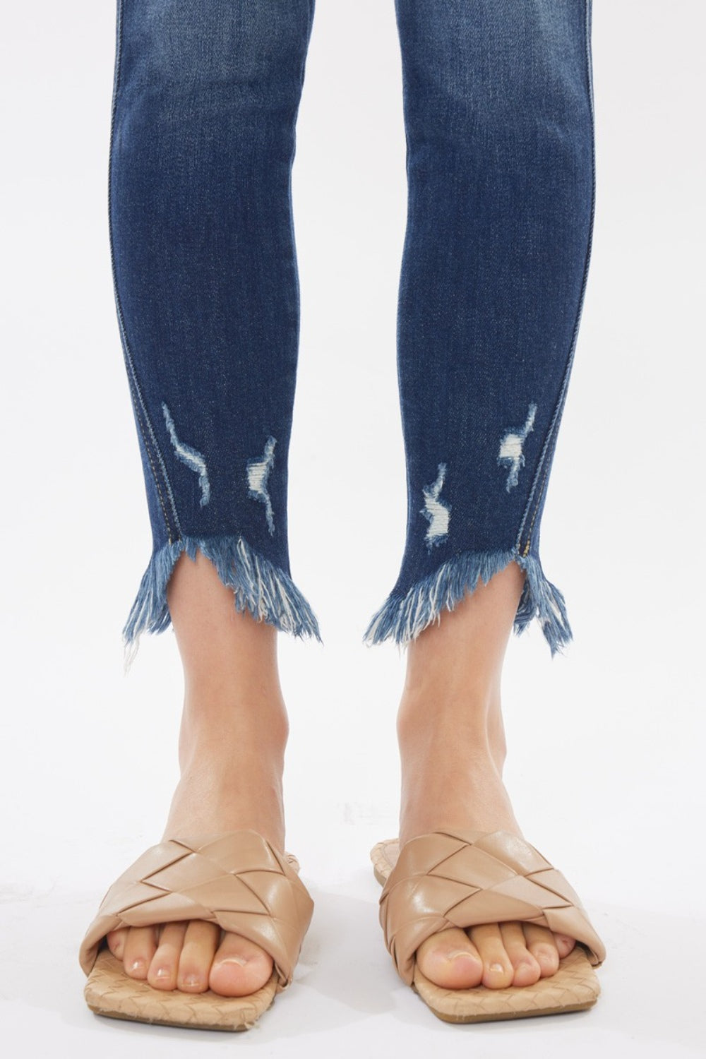 Kancan Raw Hem High Waist Cropped Jeans - Whateversit