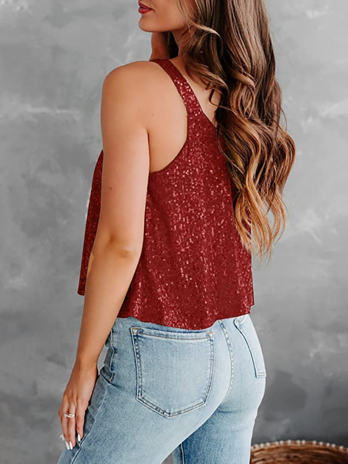 Sequin Scoop Neck Tank - Whateversit