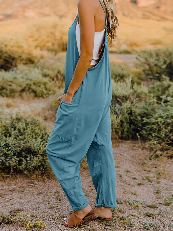 Double Take Full Size V-Neck Sleeveless Jumpsuit with Pockets - Whateversit