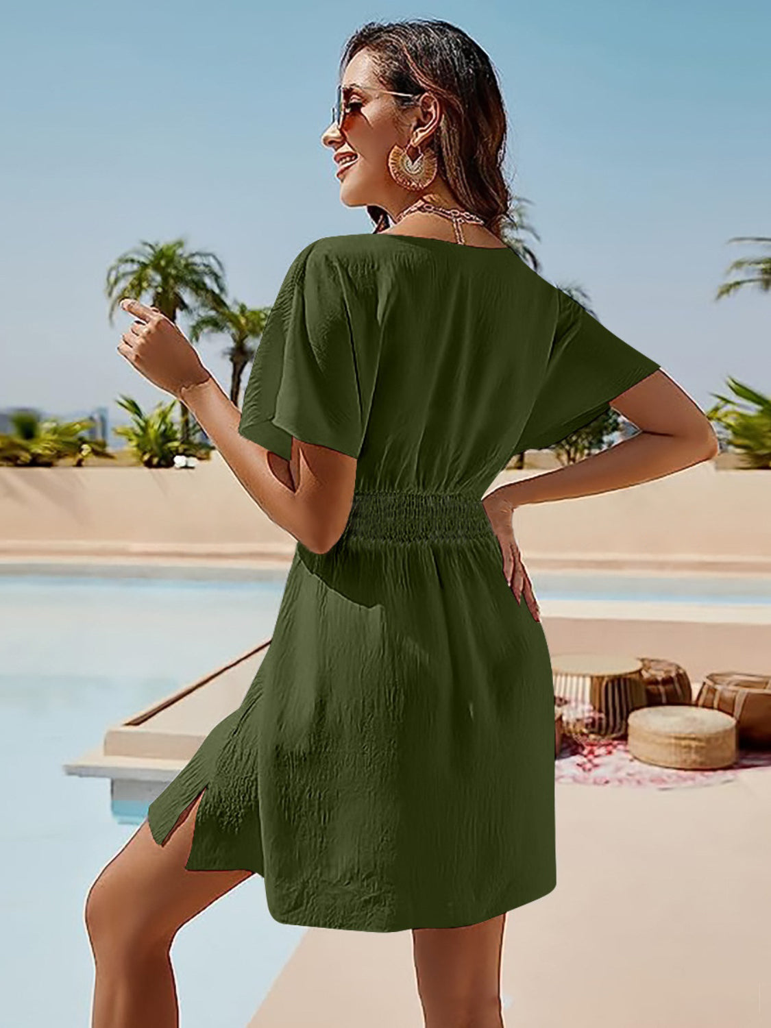 Smocked V-Neck