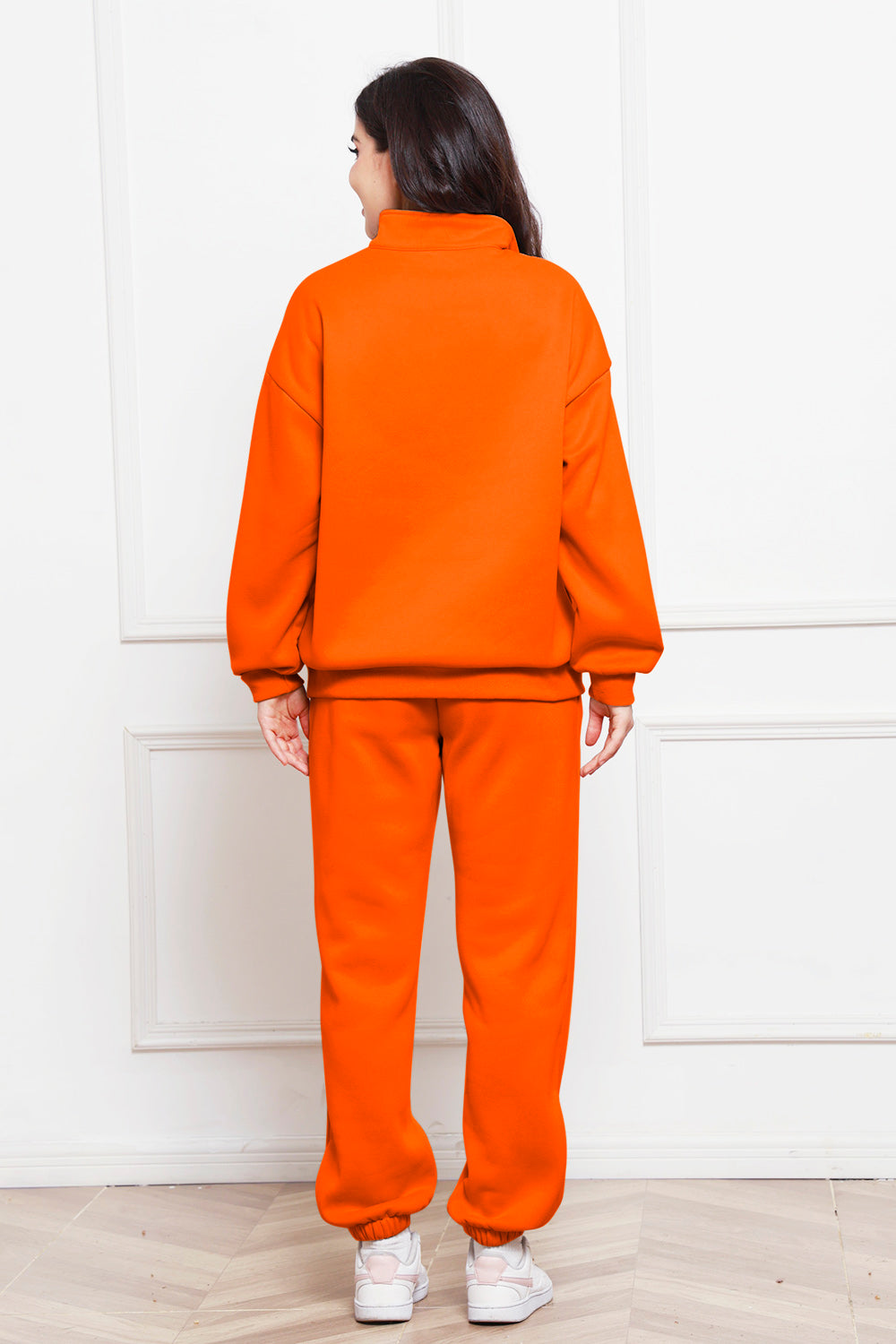 Half Zip Long Sleeve Sweatshirt and Pants Set - Whateversit