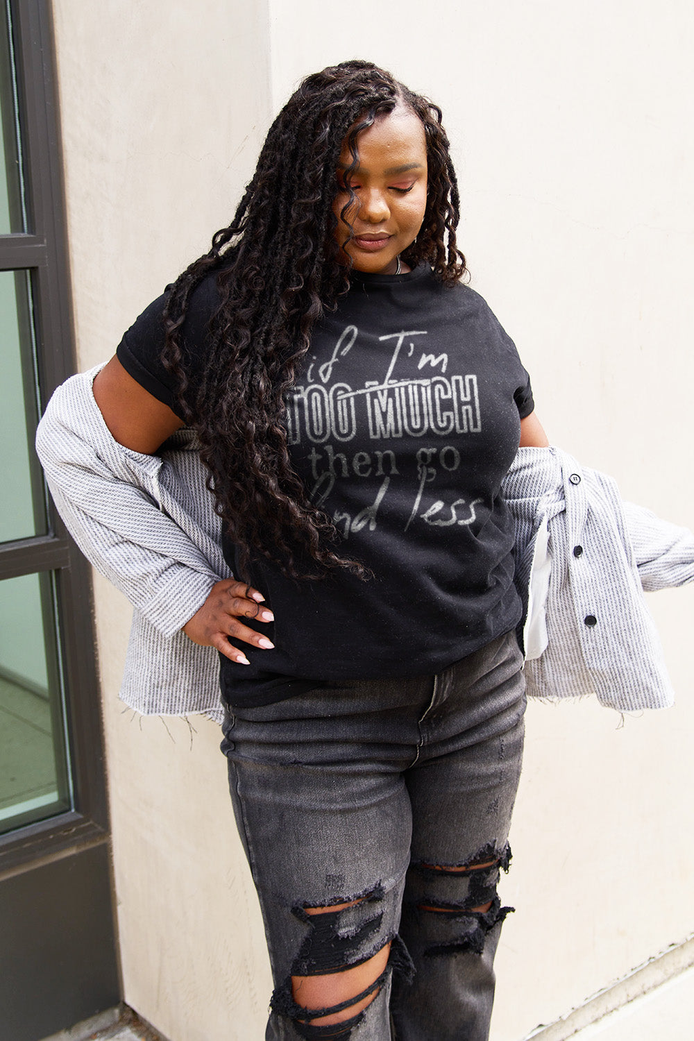 Simply Love Full Size IF I'M TOO MUCH THEN GO FIND LESS Round Neck T-Shirt - Whateversit