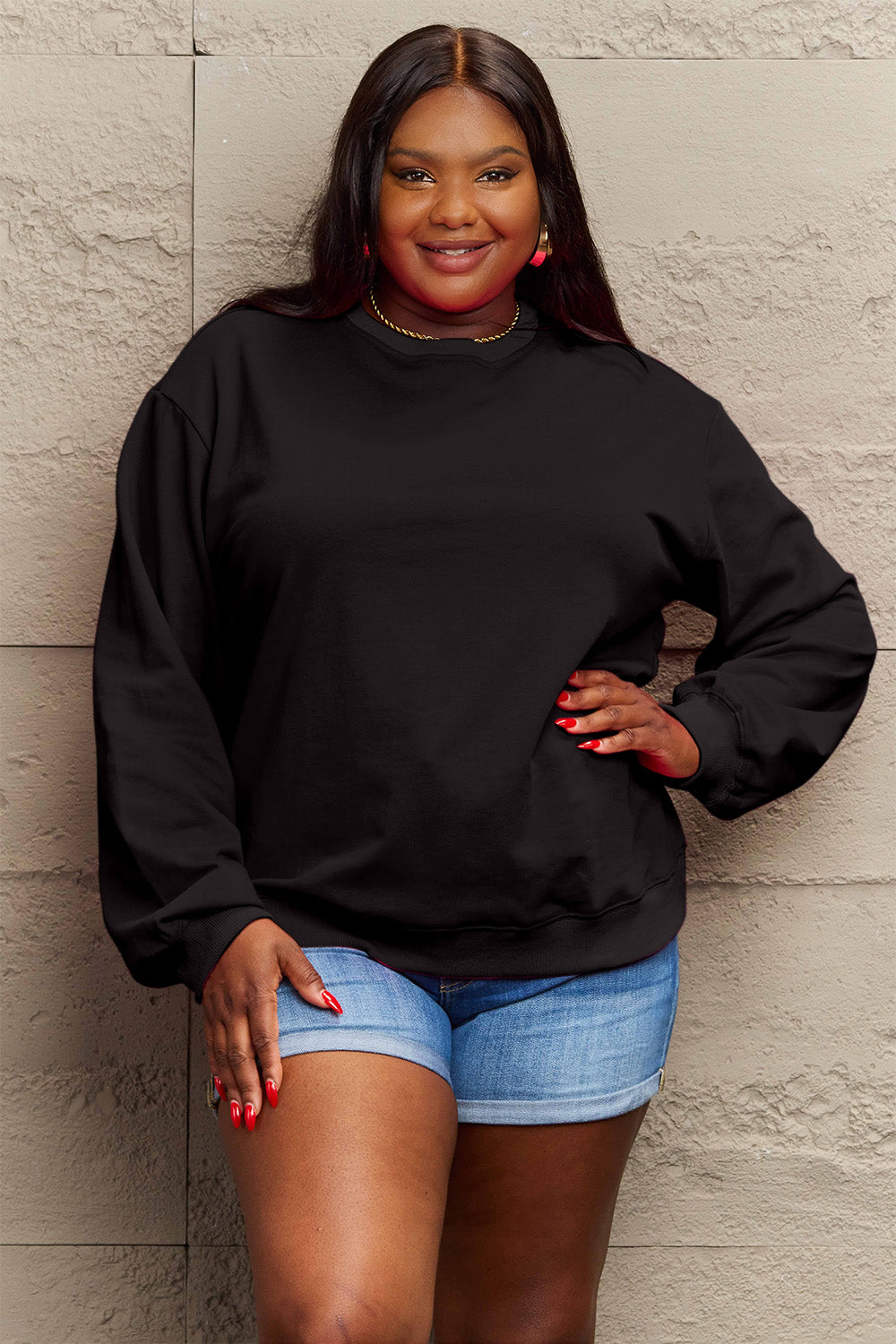 Simply Love Full Size IF I'M TOO MUCH THEN GO FIND LESS Round Neck Sweatshirt - Whateversit