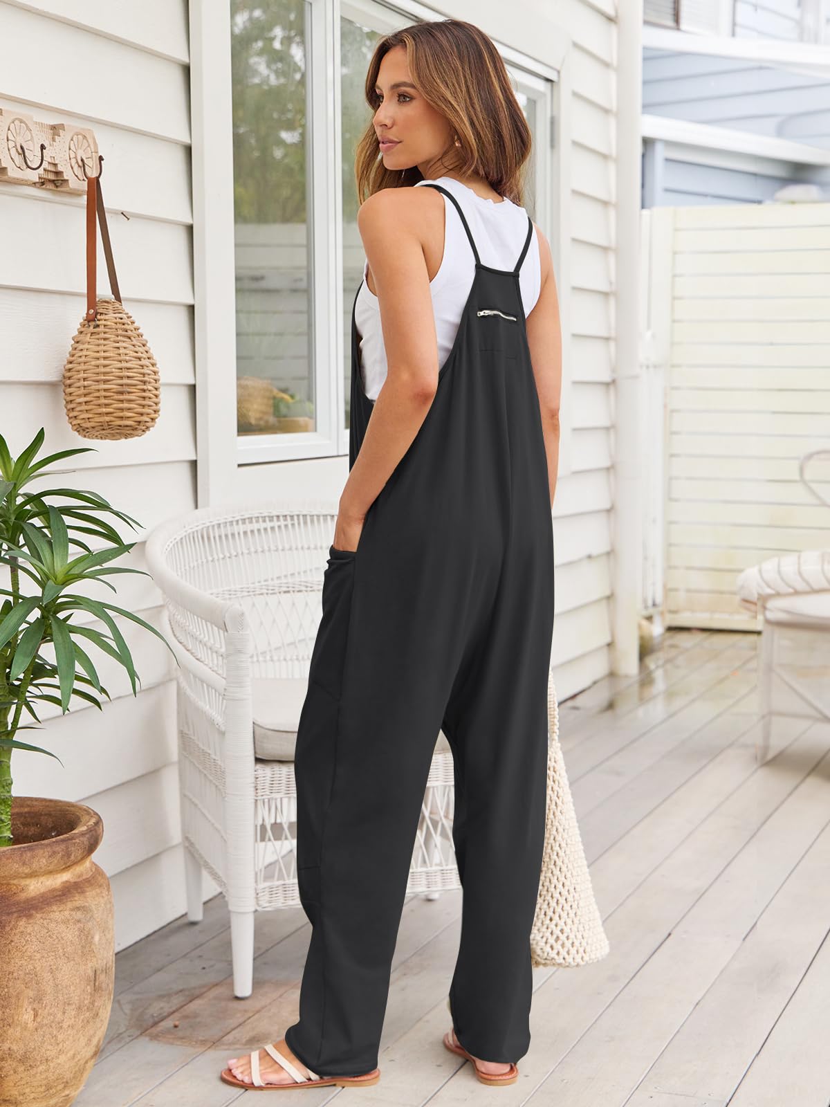 V-Neck Spaghetti Strap Jumpsuit - Whateversit