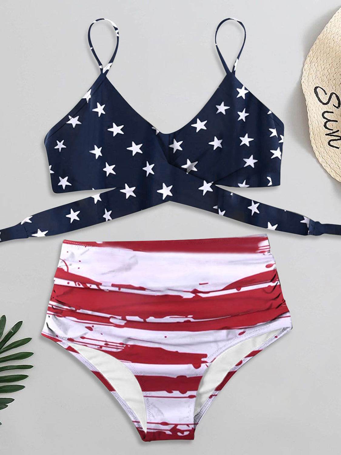 Tied Printed Spaghetti Strap Two-Piece Swim Set - Whateversit