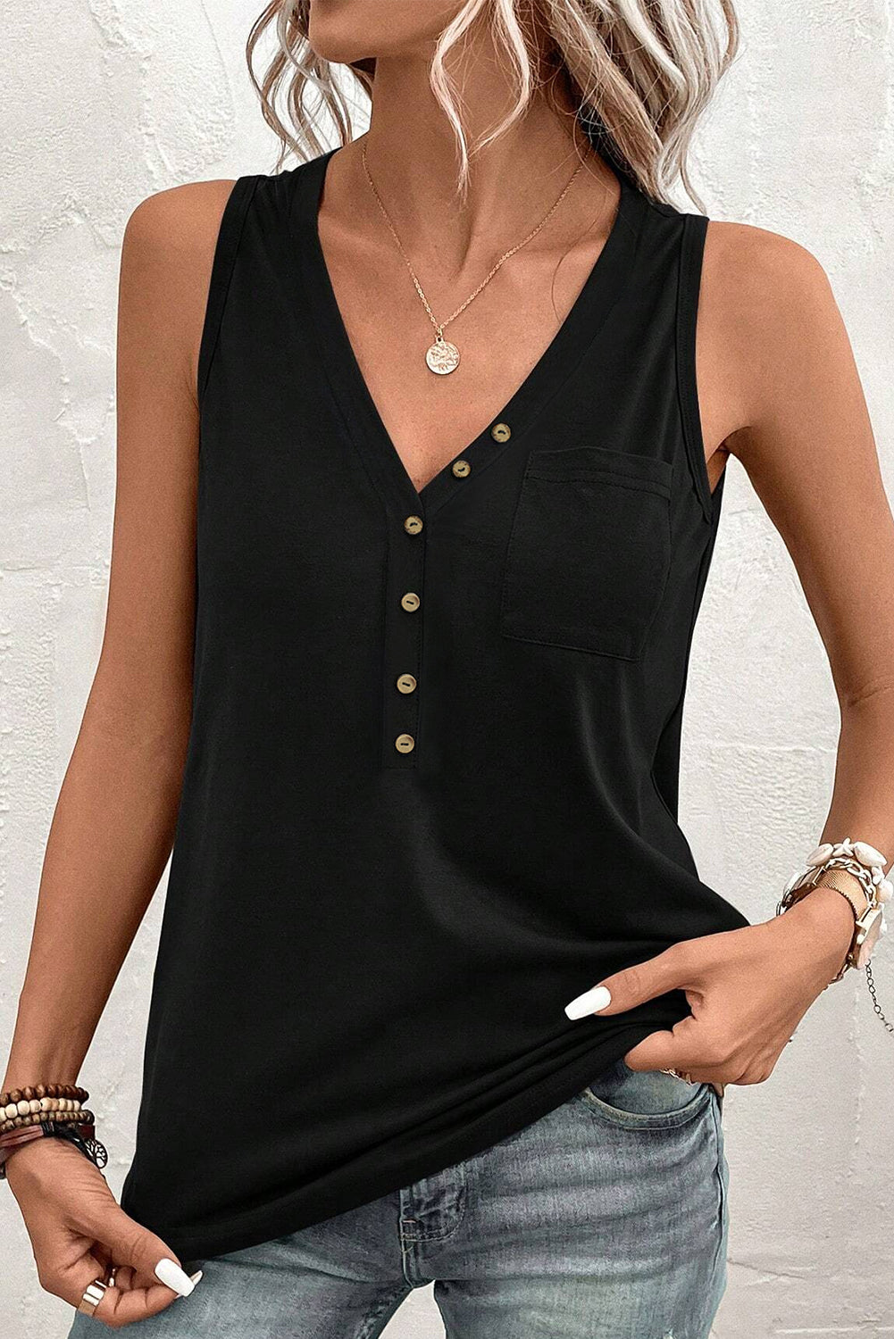 Pocketed V-Neck