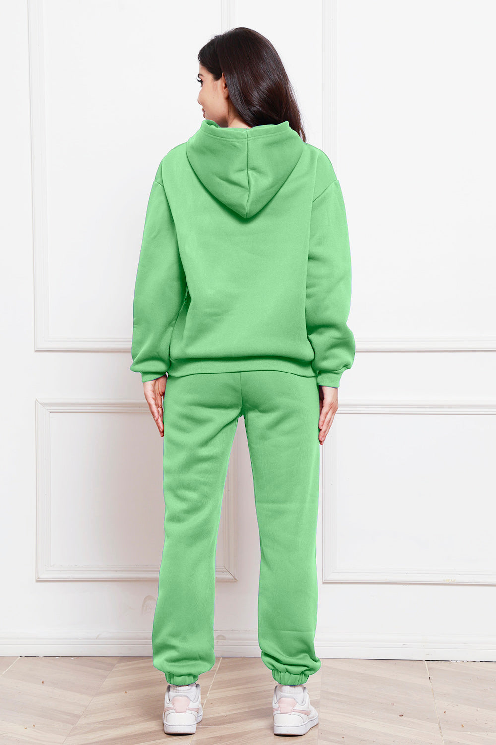 Drop Shoulder Long Sleeve Hoodie and Pants Set - Whateversit