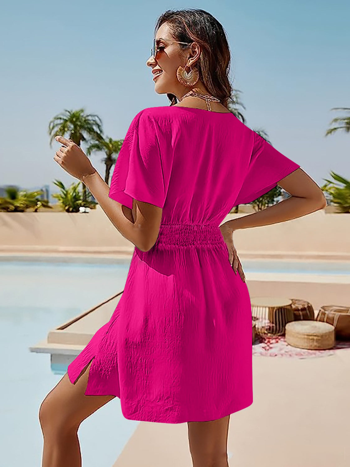 Smocked V-Neck