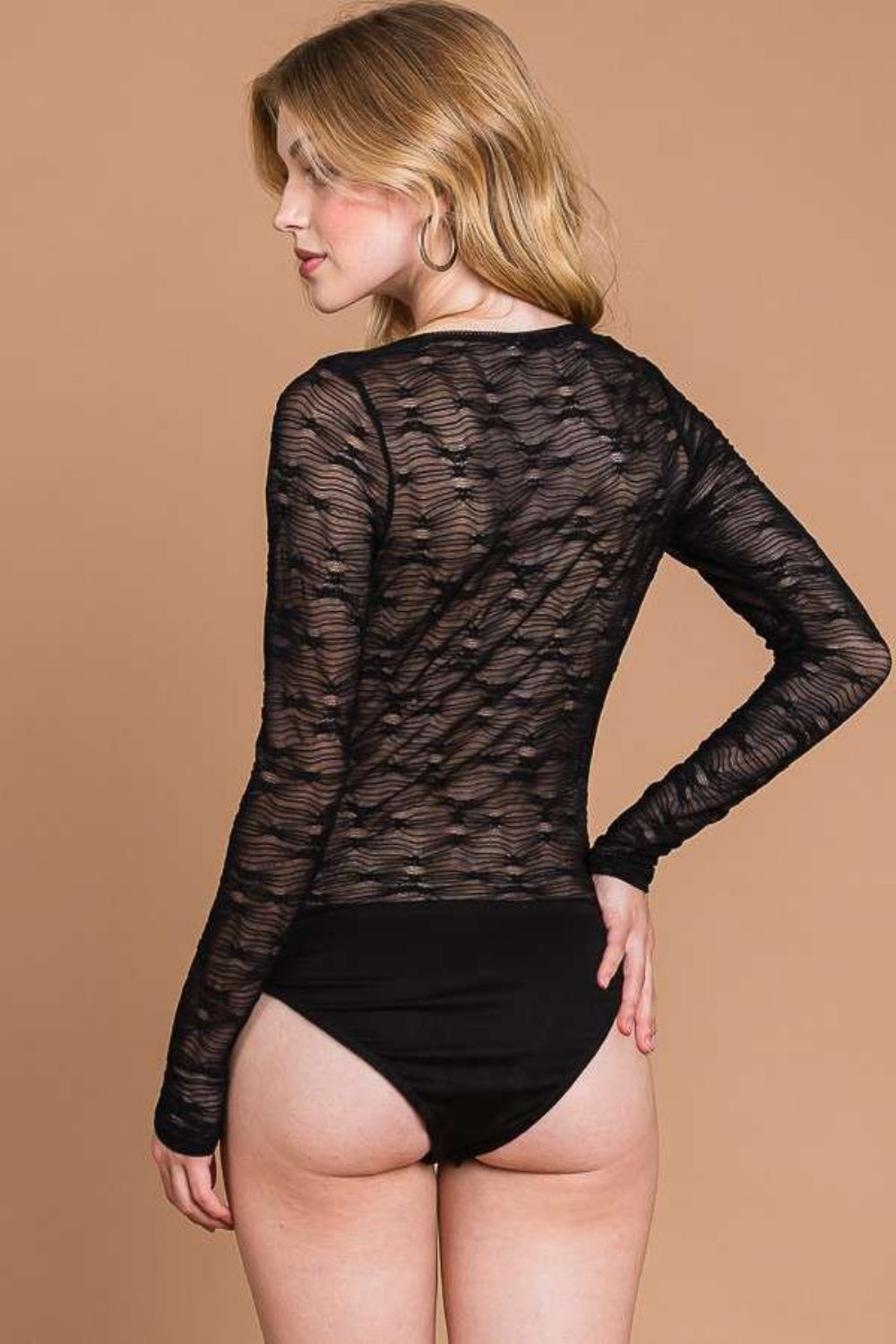 Culture Code Round Neck Mesh Perspective Bodysuit - Whateversit