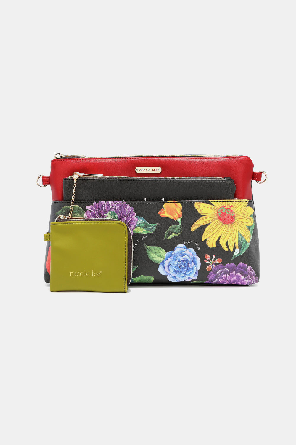 Nicole Lee USA Printed Handbag with Three Pouches - Whateversit